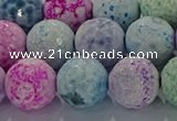 CAG8982 15.5 inches 12mm faceted round fire crackle agate beads