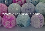 CAG8983 15.5 inches 14mm faceted round fire crackle agate beads