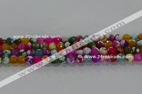 CAG8987 15.5 inches 6mm faceted round fire crackle agate beads