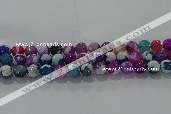 CAG8989 15.5 inches 10mm faceted round fire crackle agate beads