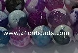 CAG8990 15.5 inches 12mm faceted round fire crackle agate beads