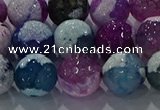 CAG8991 15.5 inches 14mm faceted round fire crackle agate beads