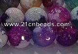 CAG8992 15.5 inches 16mm faceted round fire crackle agate beads