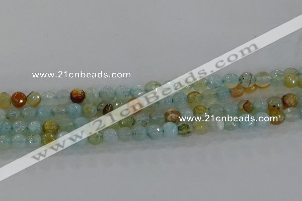 CAG8994 15.5 inches 6mm faceted round fire crackle agate beads