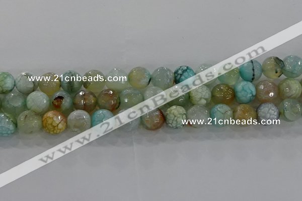 CAG8995 15.5 inches 8mm faceted round fire crackle agate beads