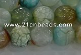 CAG8996 15.5 inches 10mm faceted round fire crackle agate beads