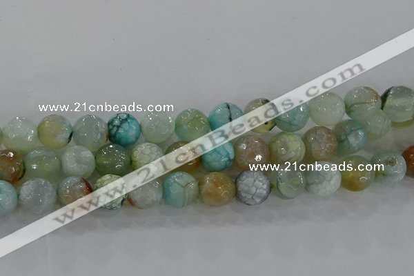 CAG8996 15.5 inches 10mm faceted round fire crackle agate beads