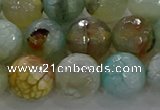 CAG8997 15.5 inches 12mm faceted round fire crackle agate beads