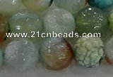 CAG8998 15.5 inches 14mm faceted round fire crackle agate beads