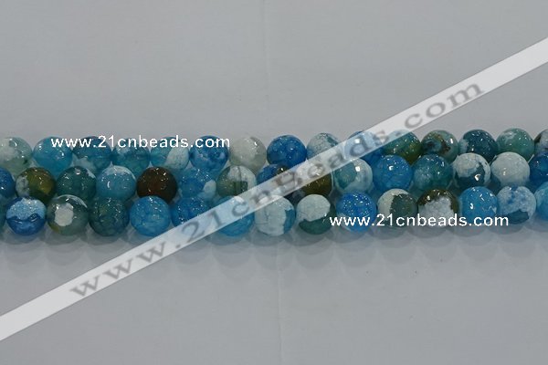 CAG9001 15.5 inches 8mm faceted round fire crackle agate beads