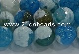 CAG9002 15.5 inches 10mm faceted round fire crackle agate beads