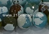 CAG9005 15.5 inches 16mm faceted round fire crackle agate beads