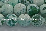 CAG9010 15.5 inches 12mm faceted round fire crackle agate beads