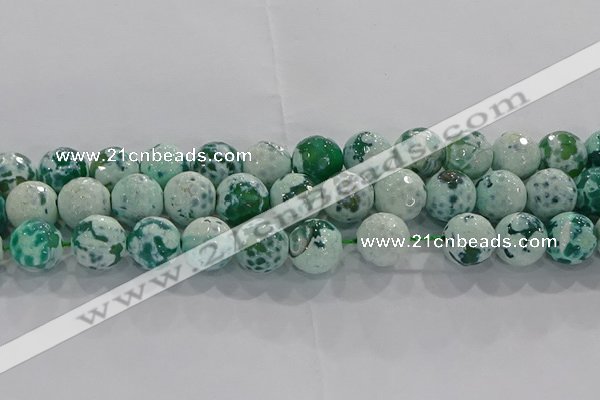 CAG9010 15.5 inches 12mm faceted round fire crackle agate beads