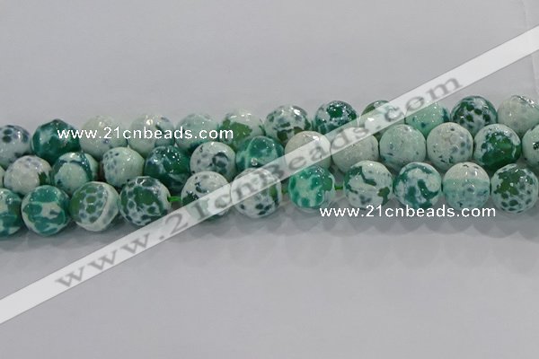 CAG9011 15.5 inches 14mm faceted round fire crackle agate beads