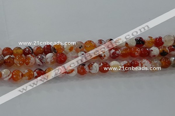 CAG9015 15.5 inches 8mm faceted round fire crackle agate beads