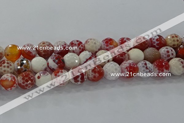 CAG9019 15.5 inches 16mm faceted round fire crackle agate beads