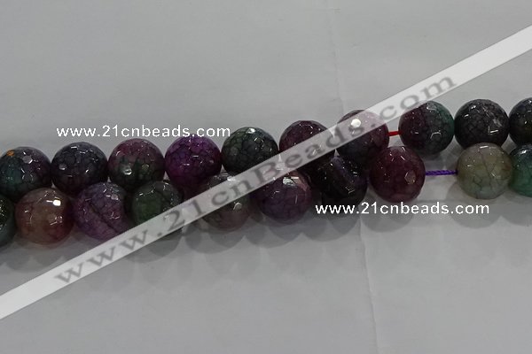 CAG9025 15.5 inches 14mm faceted round fire crackle agate beads