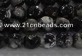 CAG9029 15.5 inches 6mm faceted round fire crackle agate beads