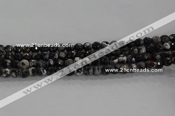 CAG9029 15.5 inches 6mm faceted round fire crackle agate beads