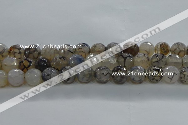 CAG9038 15.5 inches 12mm faceted round dragon veins agate beads