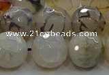 CAG9039 15.5 inches 14mm faceted round dragon veins agate beads