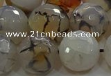 CAG9040 15.5 inches 16mm faceted round dragon veins agate beads