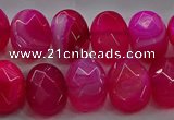 CAG9044 15.5 inches 12*16mm faceted oval line agate beads