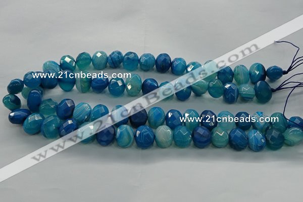 CAG9045 15.5 inches 12*16mm faceted oval line agate beads