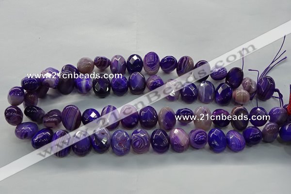 CAG9049 15.5 inches 13*18mm faceted oval line agate beads