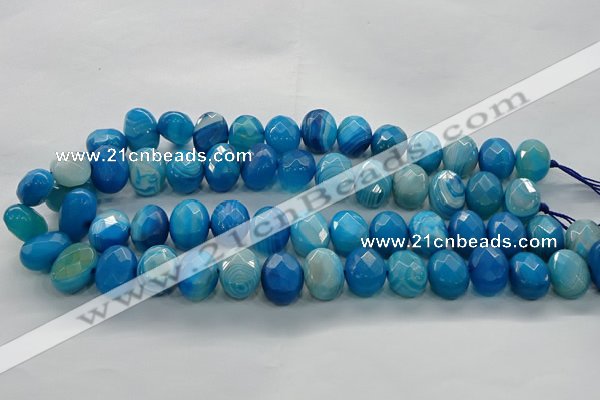 CAG9051 15.5 inches 13*18mm faceted oval line agate beads