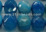 CAG9057 15.5 inches 15*20mm faceted oval line agate beads