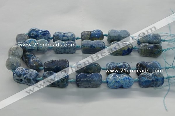 CAG9068 15.5 inches 16*30mm peanut-shaped fire crackle agate beads