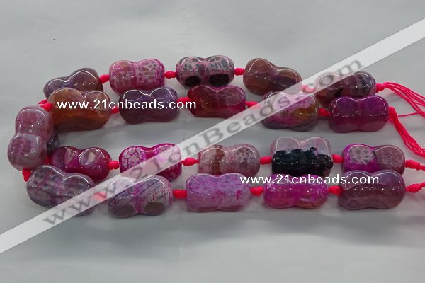 CAG9069 15.5 inches 16*30mm peanut-shaped fire crackle agate beads