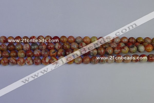 CAG9101 15.5 inches 6mm round red crazy lace agate beads