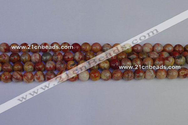 CAG9102 15.5 inches 8mm round red crazy lace agate beads