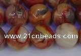 CAG9105 15.5 inches 14mm round red crazy lace agate beads