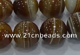 CAG9197 15.5 inches 14mm round line agate gemstone beads