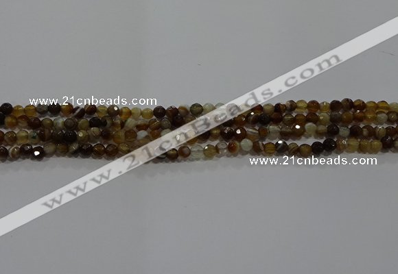 CAG9211 15.5 inches 4mm faceted round line agate gemstone beads