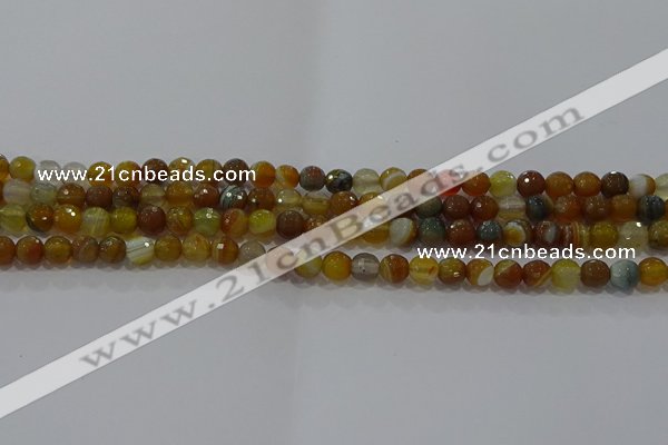 CAG9212 15.5 inches 6mm faceted round line agate gemstone beads