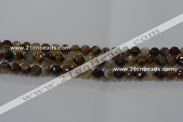 CAG9213 15.5 inches 8mm faceted round line agate gemstone beads