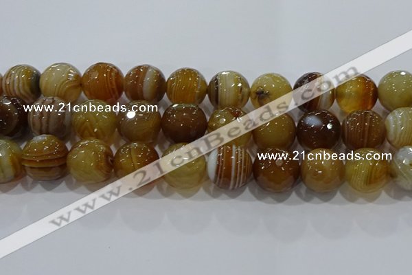 CAG9218 15.5 inches 18mm faceted round line agate gemstone beads
