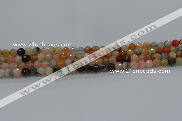 CAG9221 15.5 inches 6mm faceted round line agate beads wholesale