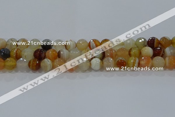 CAG9223 15.5 inches 10mm faceted round line agate beads wholesale