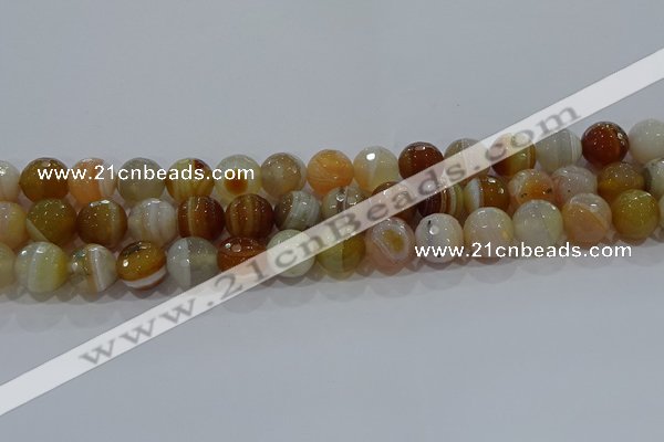 CAG9224 15.5 inches 12mm faceted round line agate beads wholesale