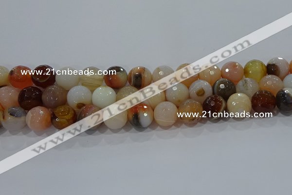 CAG9225 15.5 inches 14mm faceted round line agate beads wholesale