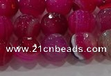 CAG9242 15.5 inches 10mm faceted round line agate beads wholesale