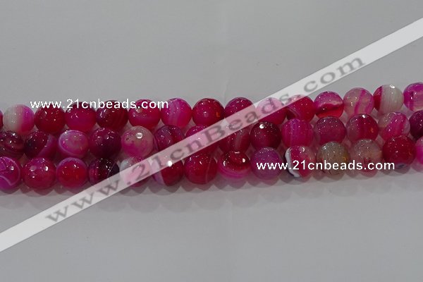 CAG9243 15.5 inches 12mm faceted round line agate beads wholesale