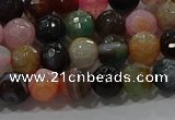 CAG9250 15.5 inches 8mm faceted round line agate beads wholesale