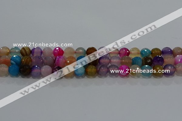 CAG9258 15.5 inches 10mm faceted round line agate beads wholesale